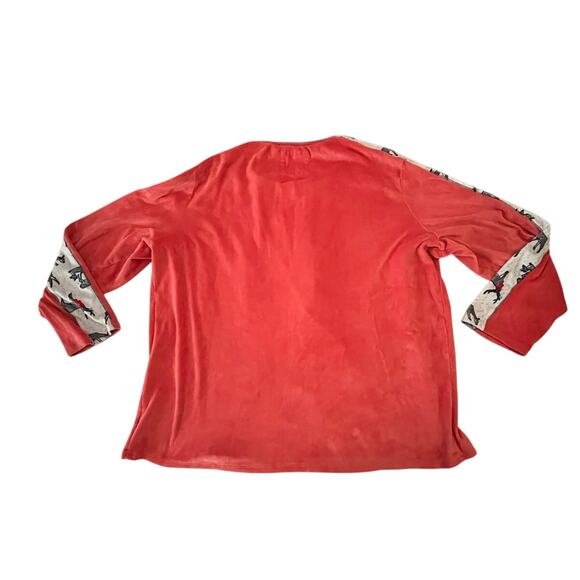 Cuddl Duds Christmas Pajama Top - Women’s XL - Red Reindeer Trim Sleepwear- EUC - Picture 2 of 5